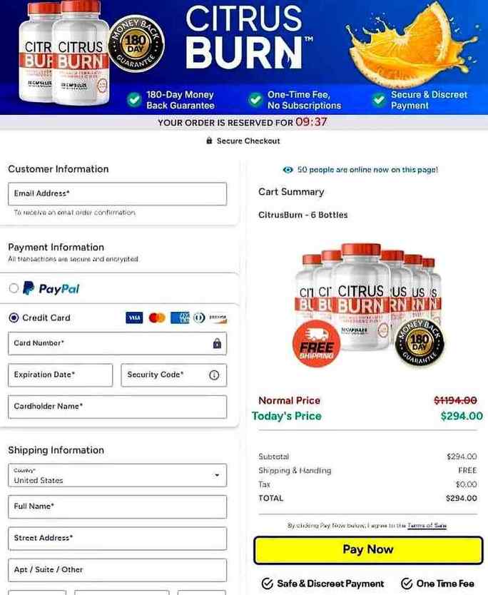 CitrusBurn Order Page